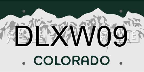 DLXW09 Colorado License Plate
