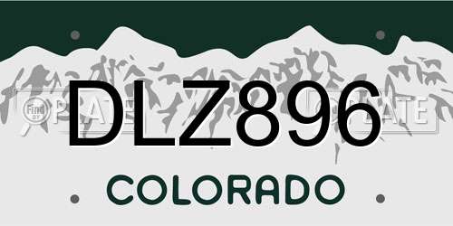 DLZ896 Colorado License Plate
