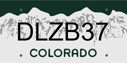 DLZB37 Colorado License Plate