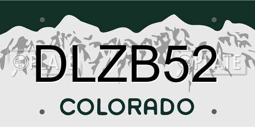 DLZB52 Colorado License Plate