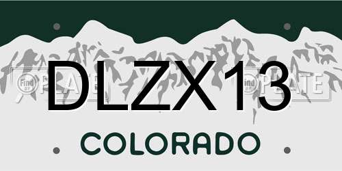 DLZX13 Colorado License Plate