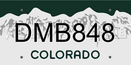 DMB848 Colorado License Plate
