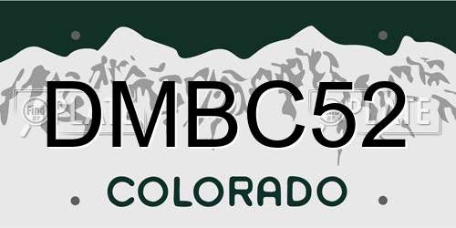 DMBC52 Colorado License Plate