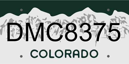 DMC8375 Colorado License Plate