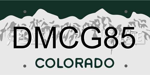DMCG85 Colorado License Plate