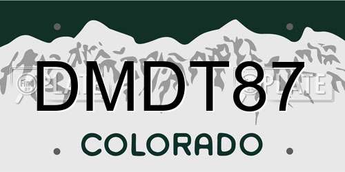 DMDT87 Colorado License Plate