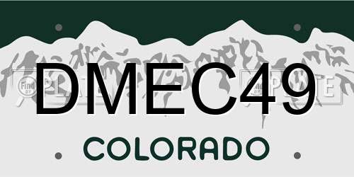 DMEC49 Colorado License Plate