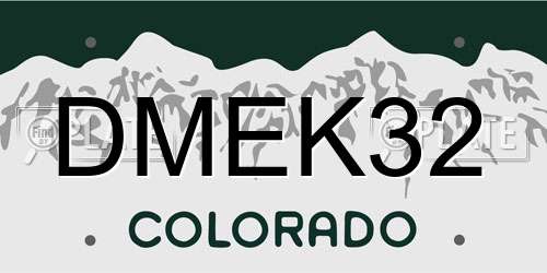 DMEK32 Colorado License Plate