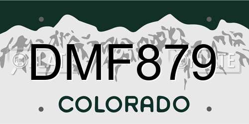 DMF879 Colorado License Plate