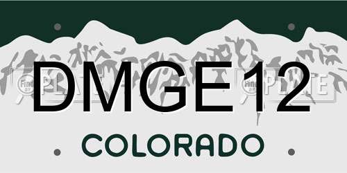 DMGE12 Colorado License Plate