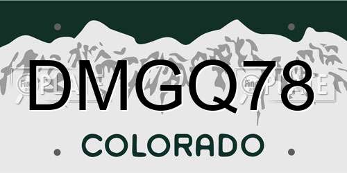 DMGQ78 Colorado License Plate