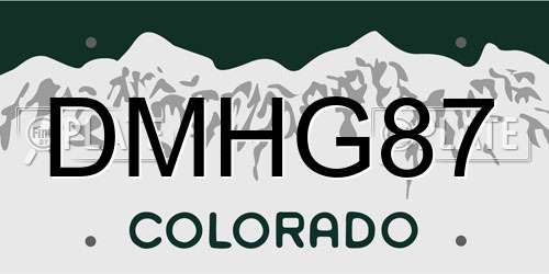 DMHG87 Colorado License Plate