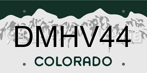 DMHV44 Colorado License Plate