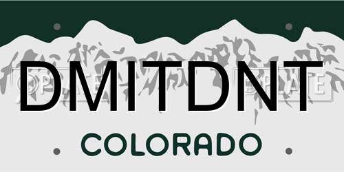 DMITDNT Colorado License Plate