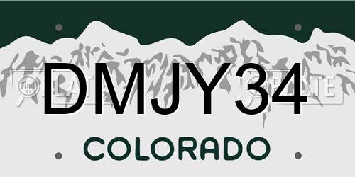 DMJY34 Colorado License Plate