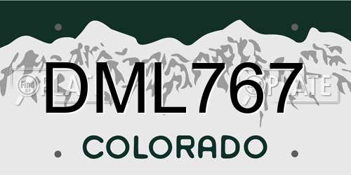 DML767 Colorado License Plate