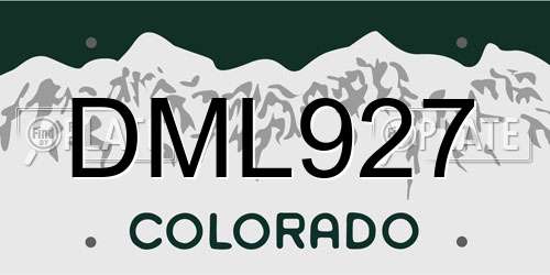 DML927 Colorado License Plate