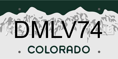 DMLV74 Colorado License Plate