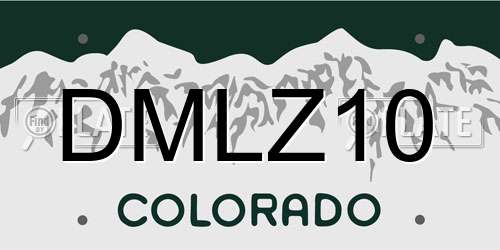 DMLZ10 Colorado License Plate