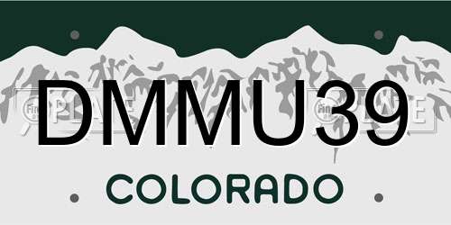 DMMU39 Colorado License Plate