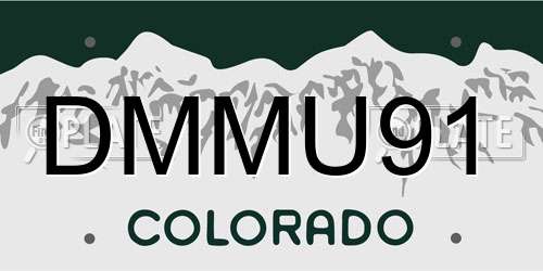 DMMU91 Colorado License Plate