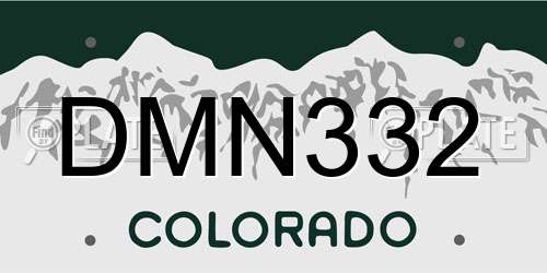 DMN332 Colorado License Plate