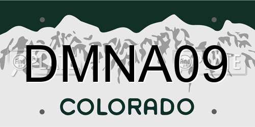 DMNA09 Colorado License Plate