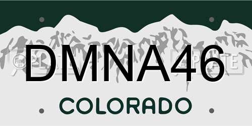 DMNA46 Colorado License Plate