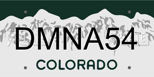 DMNA54 Colorado License Plate