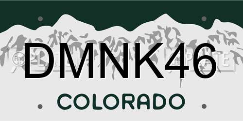 DMNK46 Colorado License Plate