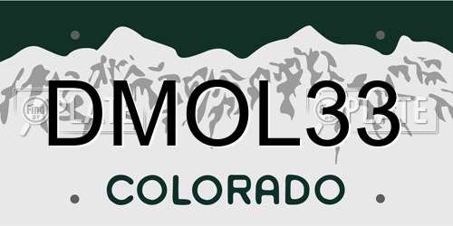 DMOL33 Colorado License Plate