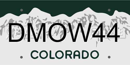 DMOW44 Colorado License Plate