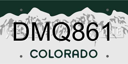 DMQ861 Colorado License Plate