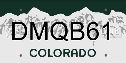 DMQB61 Colorado License Plate