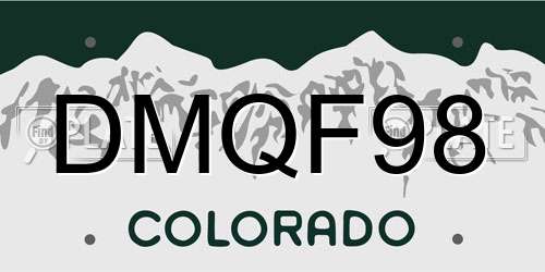 DMQF98 Colorado License Plate