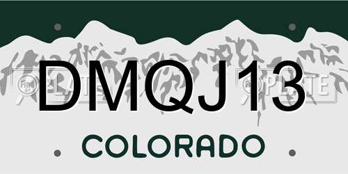 DMQJ13 Colorado License Plate