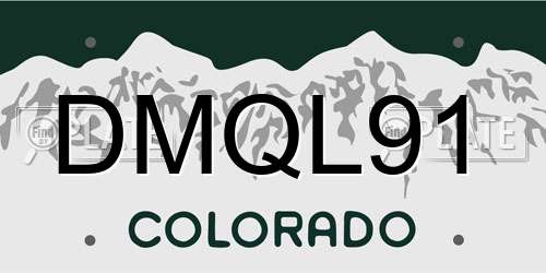 DMQL91 Colorado License Plate