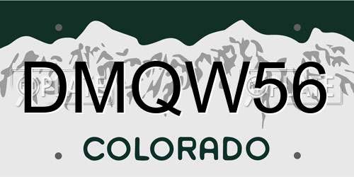 DMQW56 Colorado License Plate