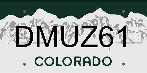 DMUZ61 Colorado License Plate