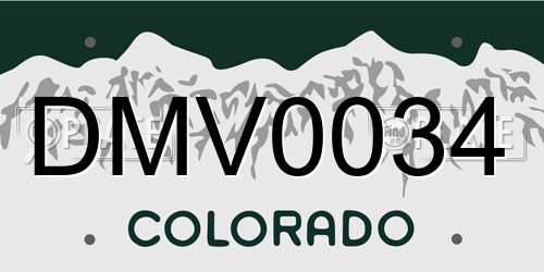 DMV0034 Colorado License Plate