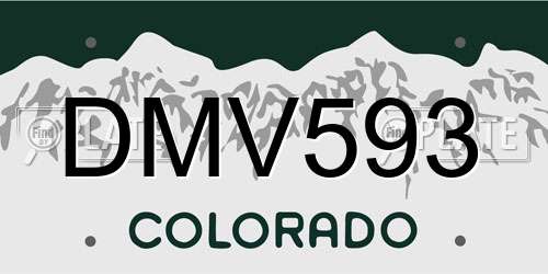 DMV593 Colorado License Plate