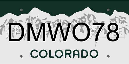 DMWO78 Colorado License Plate