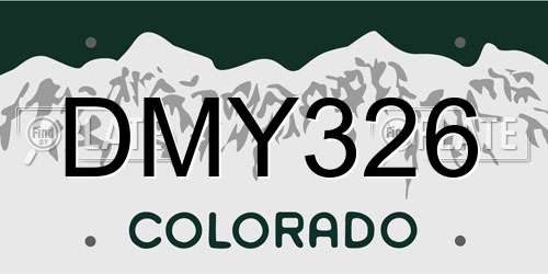 DMY326 Colorado License Plate