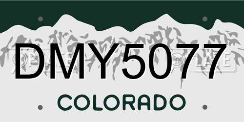 DMY5077 Colorado License Plate