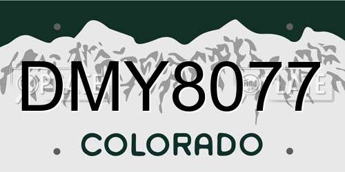 DMY8077 Colorado License Plate