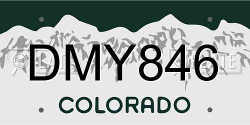 DMY846 Colorado License Plate