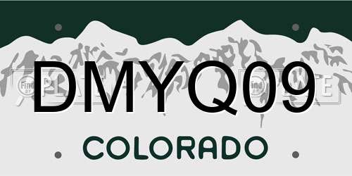 DMYQ09 Colorado License Plate