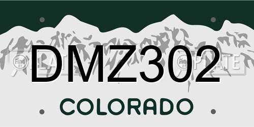 DMZ302 Colorado License Plate