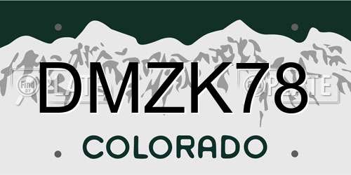 DMZK78 Colorado License Plate