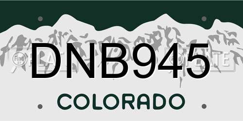 DNB945 Colorado License Plate